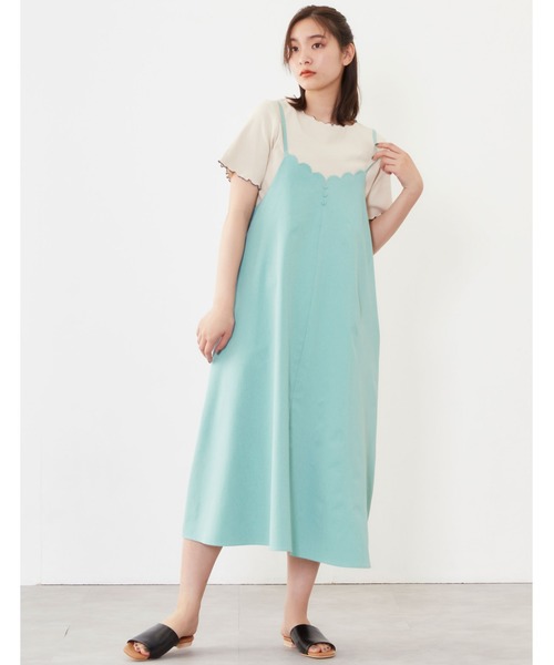 POU DOU DOU(プードゥドゥ)の「スカラップフレアーキャミワンピース(ワンピース・レディース・グレー/ミント/ブラック・3)」の7枚目の写真