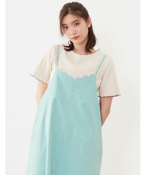 POU DOU DOU(プードゥドゥ)の「スカラップフレアーキャミワンピース(ワンピース・レディース・グレー/ミント/ブラック・3)」の8枚目の写真