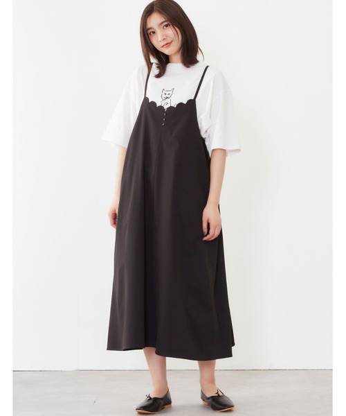 POU DOU DOU(プードゥドゥ)の「スカラップフレアーキャミワンピース(ワンピース・レディース・グレー/ミント/ブラック・3)」の9枚目の写真