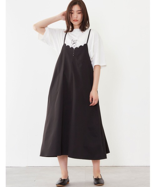 POU DOU DOU(プードゥドゥ)の「スカラップフレアーキャミワンピース(ワンピース・レディース・グレー/ミント/ブラック・3)」の10枚目の写真