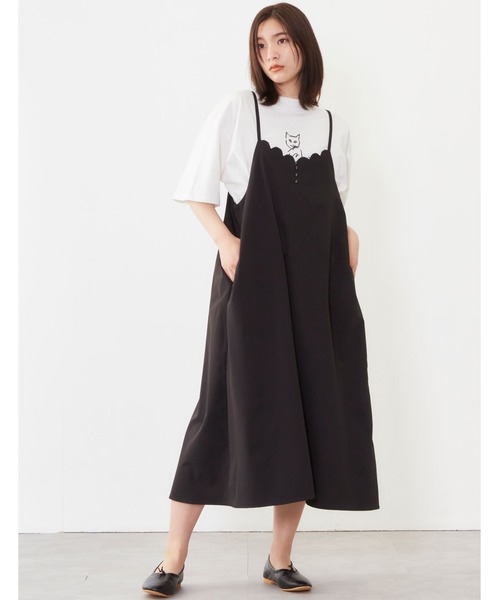 POU DOU DOU(プードゥドゥ)の「スカラップフレアーキャミワンピース(ワンピース・レディース・グレー/ミント/ブラック・3)」の11枚目の写真