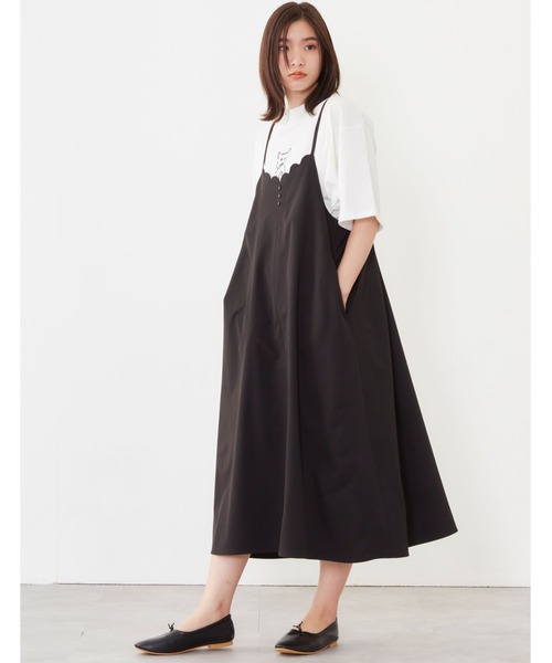 POU DOU DOU(プードゥドゥ)の「スカラップフレアーキャミワンピース(ワンピース・レディース・グレー/ミント/ブラック・3)」の12枚目の写真