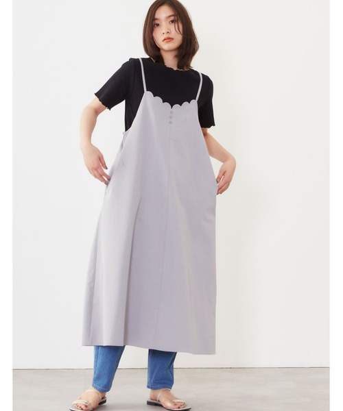 POU DOU DOU(プードゥドゥ)の「スカラップフレアーキャミワンピース(ワンピース・レディース・グレー/ミント/ブラック・3)」の15枚目の写真