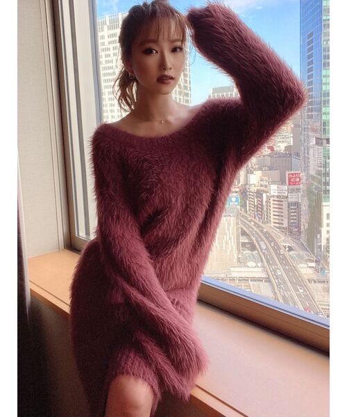 RESEXXY（リゼクシー）の「シャギーミニワンピース（ワンピース・レディース・ブラック/オフホワイト/ピンク/その他1/ワイン・FREE）」の7枚目の写真