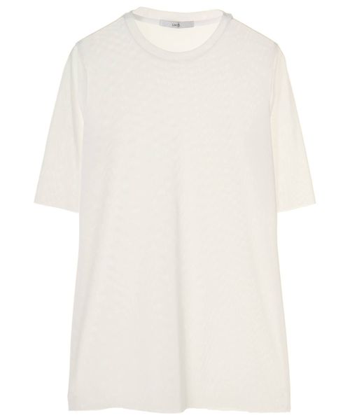 UN3D.(アンスリード)の「ハーフスリーブメッシュトップ(Tシャツ/カットソー・レディース・ホワイト/ブラック・36/38)」の1枚目の写真