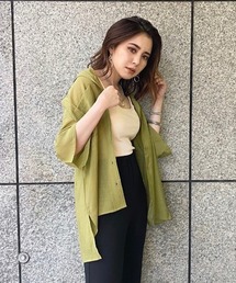 シアー開襟半袖シャツ