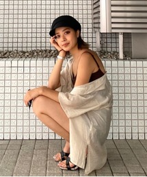 シアー開襟半袖シャツ