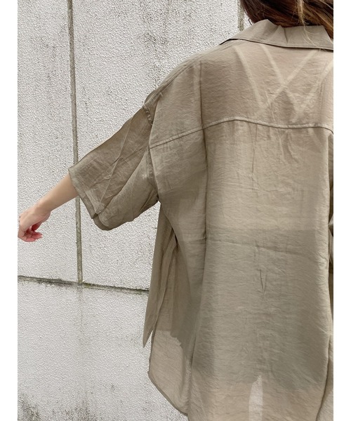 EGOIST（エゴイスト）の「シアー開襟半袖シャツ（シャツ/ブラウス・レディース・アイボリー/ブラウン/ライトブラウン/グリーン・FREE）」の10枚目の写真