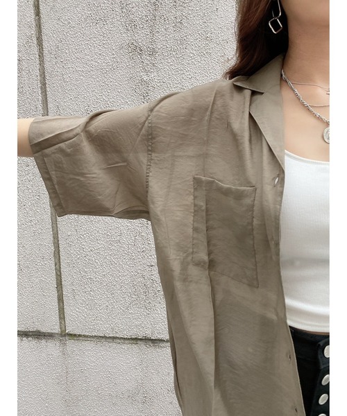 EGOIST（エゴイスト）の「シアー開襟半袖シャツ（シャツ/ブラウス・レディース・アイボリー/ブラウン/ライトブラウン/グリーン・FREE）」の12枚目の写真