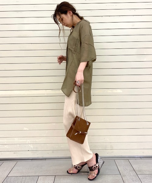 EGOIST（エゴイスト）の「シアー開襟半袖シャツ（シャツ/ブラウス・レディース・アイボリー/ブラウン/ライトブラウン/グリーン・FREE）」の16枚目の写真