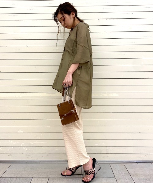 EGOIST（エゴイスト）の「シアー開襟半袖シャツ（シャツ/ブラウス・レディース・アイボリー/ブラウン/ライトブラウン/グリーン・FREE）」の15枚目の写真