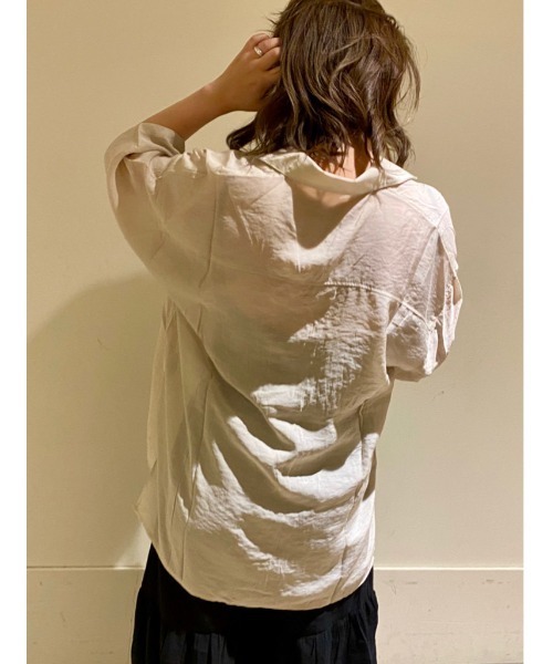 EGOIST（エゴイスト）の「シアー開襟半袖シャツ（シャツ/ブラウス・レディース・アイボリー/ブラウン/ライトブラウン/グリーン・FREE）」の18枚目の写真