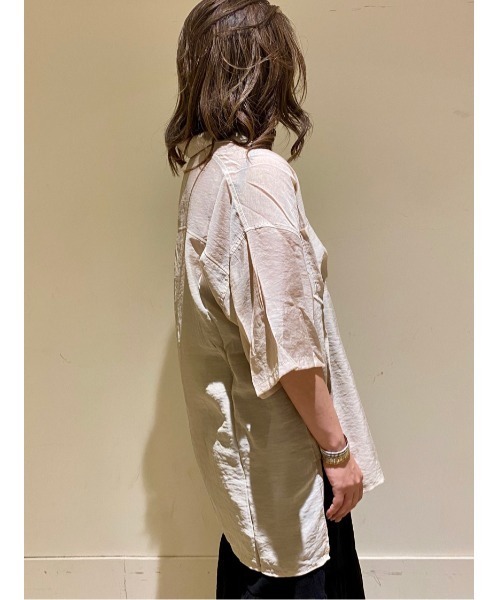 EGOIST（エゴイスト）の「シアー開襟半袖シャツ（シャツ/ブラウス・レディース・アイボリー/ブラウン/ライトブラウン/グリーン・FREE）」の17枚目の写真