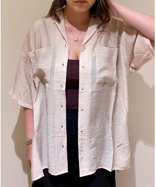 EGOIST（エゴイスト）の「シアー開襟半袖シャツ（シャツ/ブラウス・レディース・アイボリー/ブラウン/ライトブラウン/グリーン・FREE）」の19枚目の写真