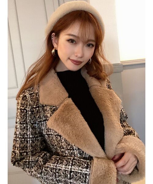 RESEXXY（リゼクシー）の「アンゴラ風ベレー帽（ハンチング/ベレー帽・レディース・ブラック/ベージュ/グレー・FREE）」の4枚目の写真