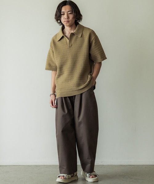 最終お値下げPACHMANパハマン上質リボンワイドパンツ LONG OVER WIDE PANTS