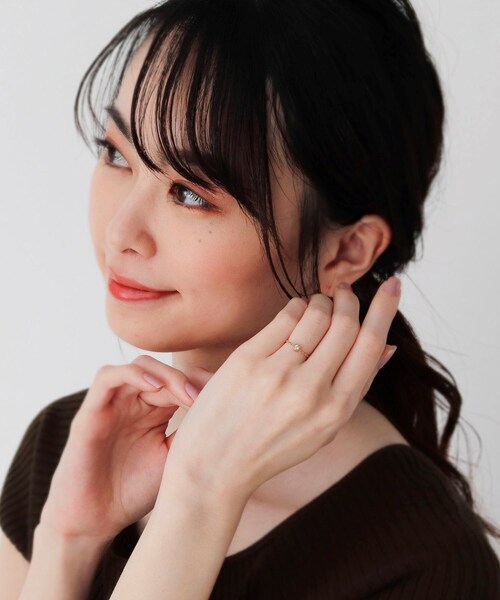 COCOSHNIK（ココシュニック）の「K10ダイヤモンドフチミル チェーンリング（リング・レディース・アイボリー系・10号/13号/7号）」の4枚目の写真