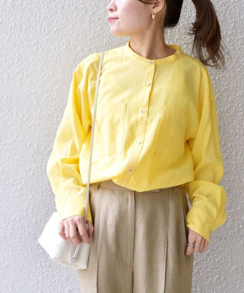 SHIPS(シップス)の「〈手洗い可能〉MANTECOシャツ◇(シャツ/ブラウス・レディース・オフホワイト/ブルー/イエロー・ONE SIZE)」の5枚目の写真