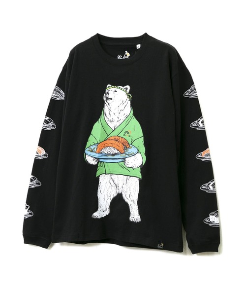 go slow caravan（ゴースローキャラバン）の「USA/C 回転寿司クマ ロングスリーブTEE（Tシャツ/カットソー・メンズ・ホワイト/ブラック・MEDIUM/LARGE/X-LARGE）」の16枚目の写真