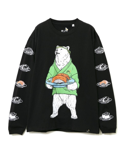 go slow caravan（ゴースローキャラバン）の「USA/C 回転寿司クマ ロングスリーブTEE（Tシャツ/カットソー・メンズ・ホワイト/ブラック・MEDIUM/LARGE/X-LARGE）」の14枚目の写真