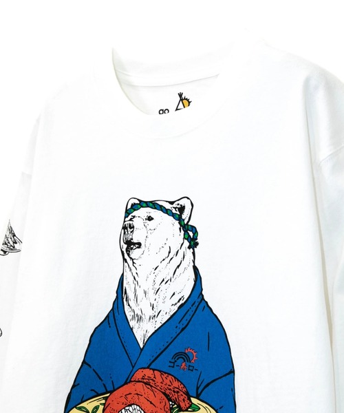 go slow caravan（ゴースローキャラバン）の「USA/C 回転寿司クマ ロングスリーブTEE（Tシャツ/カットソー・メンズ・ホワイト/ブラック・MEDIUM/LARGE/X-LARGE）」の8枚目の写真