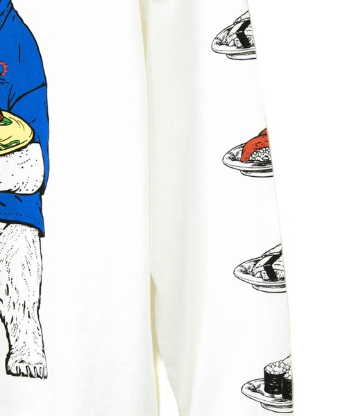 go slow caravan（ゴースローキャラバン）の「USA/C 回転寿司クマ ロングスリーブTEE（Tシャツ/カットソー・メンズ・ホワイト/ブラック・MEDIUM/LARGE/X-LARGE）」の10枚目の写真