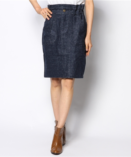 mystic（ミスティック）の「MIX起毛ヒザ丈タイトスカート（スカート・レディース・ネイビー/グレー/ブラック・1/2）」の3枚目の写真
