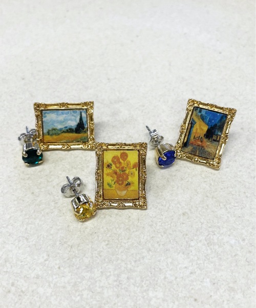 gargle（ガーグル）の「gargle ガーグル:　美術館アート　世界の名画Ⅴ ゴッホ名画ピアス（ピアス（両耳用）・レディース・ネイビー/イエロー/グリーン・FREE）」の8枚目の写真