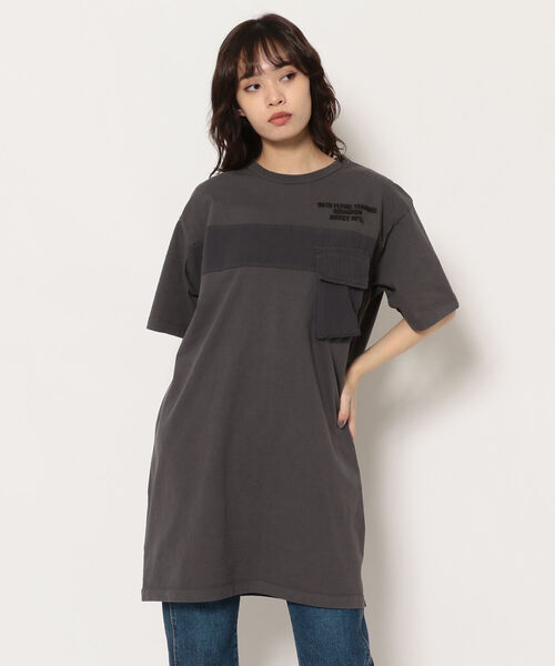 AVIREX（アヴィレックス）の「フェイドウォッシュポケットワンピース/ FADE WASH POCKET ONEPIECE（ワンピース・レディース・オレンジ/チャコール/オリーブ/オフホワイト・FREE）」の9枚目の写真
