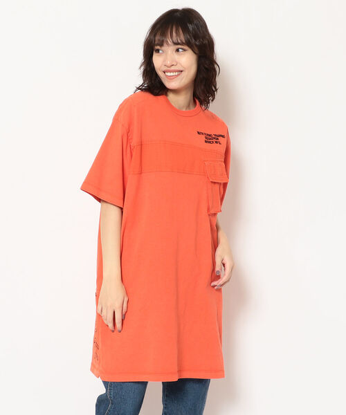 AVIREX（アヴィレックス）の「フェイドウォッシュポケットワンピース/ FADE WASH POCKET ONEPIECE（ワンピース・レディース・オレンジ/チャコール/オリーブ/オフホワイト・FREE）」の8枚目の写真