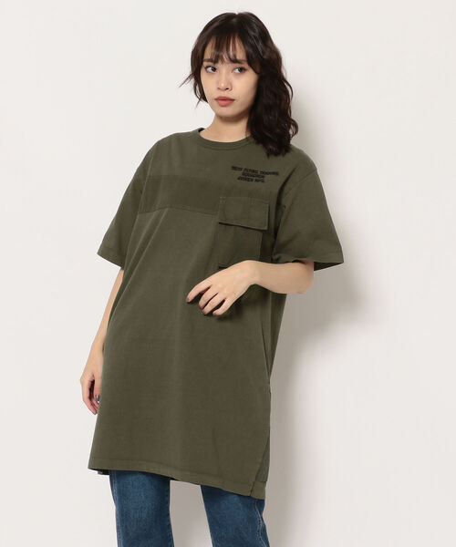 AVIREX（アヴィレックス）の「フェイドウォッシュポケットワンピース/ FADE WASH POCKET ONEPIECE（ワンピース・レディース・オレンジ/チャコール/オリーブ/オフホワイト・FREE）」の7枚目の写真