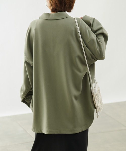 COLONY 2139（コロニートゥーワンスリーナイン）の「TRストレッチCPOシャツ (セットアップ可)（シャツ/ブラウス・レディース・グリーン/ブラック/ブルー・LARGE/MEDIUM）」の10枚目の写真