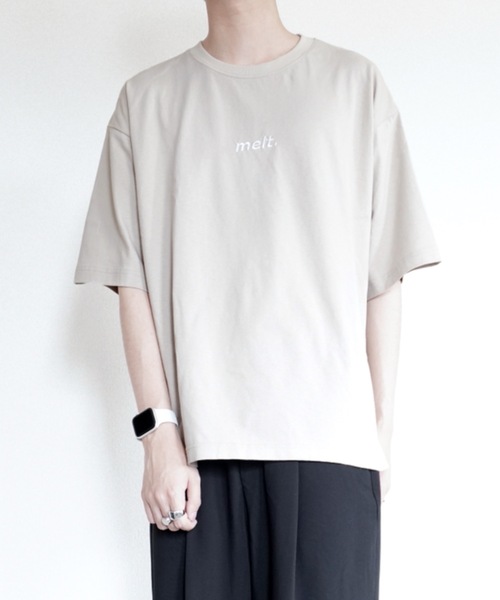 melt.(メルト)の「melt. - ロゴ刺繍コットンオーバーTシャツ(Tシャツ/カットソー・メンズ・ブルー/グレイッシュベージュ/ホワイト・SMALL/MEDIUM/LARGE)」の3枚目の写真