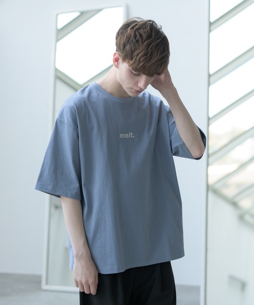 melt.(メルト)の「melt. - ロゴ刺繍コットンオーバーTシャツ(Tシャツ/カットソー・メンズ・ブルー/グレイッシュベージュ/ホワイト・SMALL/MEDIUM/LARGE)」の12枚目の写真