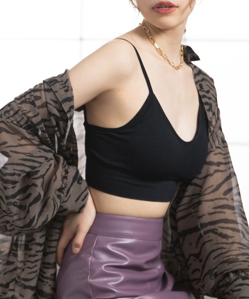 Newlyme（ニューリーミー）の「バッククロスブラトップ（キャミソール・レディース・ホワイト/ブラック/ブラウン/ピンク/グリーン/ブルー・FREE）」の8枚目の写真