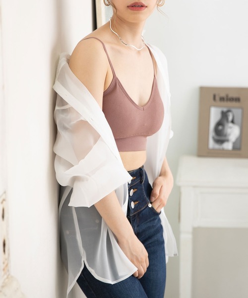 Newlyme（ニューリーミー）の「バッククロスブラトップ（キャミソール・レディース・ホワイト/ブラック/ブラウン/ピンク/グリーン/ブルー・FREE）」の10枚目の写真