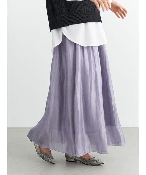 earth music&ecology（アースミュージックアンドエコロジー）の「シャイニーサテンスカート ＊（スカート・レディース・チャコールグレー/ベージュ/サックスブルー/ミント/ラベンダー/ホワイト系その他2・FREE）」の10枚目の写真