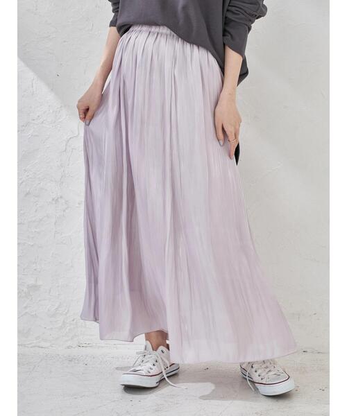 earth music&ecology（アースミュージックアンドエコロジー）の「シャイニーサテンスカート ＊（スカート・レディース・チャコールグレー/ベージュ/サックスブルー/ミント/ラベンダー/ホワイト系その他2・FREE）」の11枚目の写真