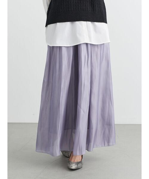 earth music&ecology（アースミュージックアンドエコロジー）の「シャイニーサテンスカート ＊（スカート・レディース・チャコールグレー/ベージュ/サックスブルー/ミント/ラベンダー/ホワイト系その他2・FREE）」の13枚目の写真