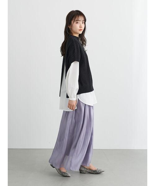 earth music&ecology（アースミュージックアンドエコロジー）の「シャイニーサテンスカート ＊（スカート・レディース・チャコールグレー/ベージュ/サックスブルー/ミント/ラベンダー/ホワイト系その他2・FREE）」の16枚目の写真