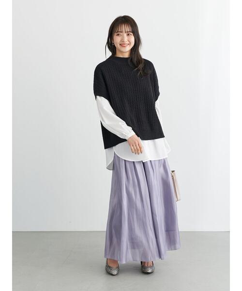 earth music&ecology（アースミュージックアンドエコロジー）の「シャイニーサテンスカート ＊（スカート・レディース・チャコールグレー/ベージュ/サックスブルー/ミント/ラベンダー/ホワイト系その他2・FREE）」の17枚目の写真