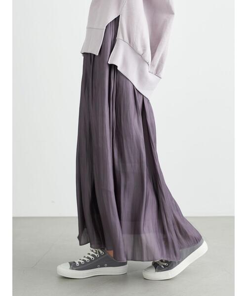 earth music&ecology（アースミュージックアンドエコロジー）の「シャイニーサテンスカート ＊（スカート・レディース・チャコールグレー/ベージュ/サックスブルー/ミント/ラベンダー/ホワイト系その他2・FREE）」の19枚目の写真