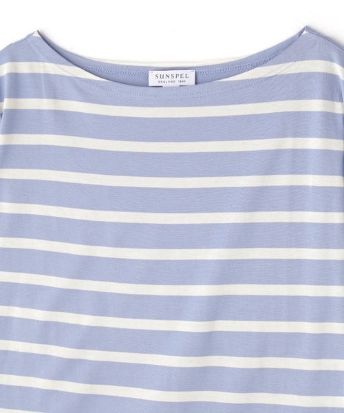 SUNSPEL(サンスペル)の「WOMEN’S Q82 BOAT NECK STRIPE(Tシャツ/カットソー・レディース・ライトブルー/ダークオレンジ・1/2)」の6枚目の写真
