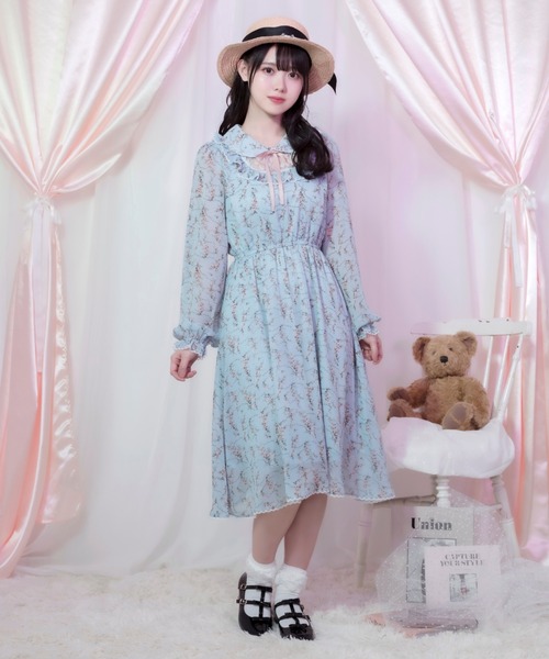 Honey Cinnamon（ハニーシナモン）の「レース切替花柄ワンピース