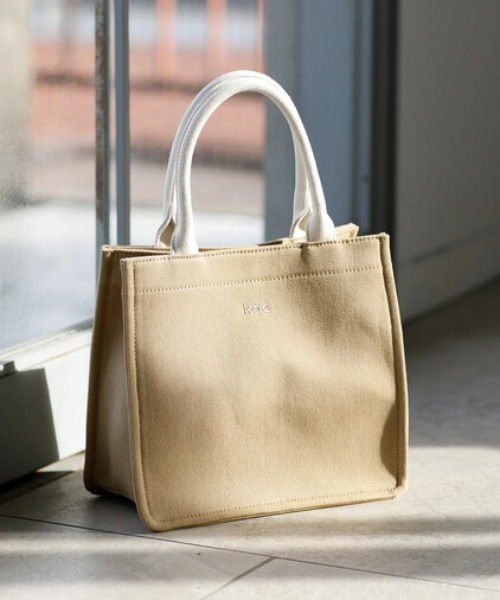 koe（コエ）の「ミニキャンバスブックトート＊（トートバッグ・レディース・グレー/アイボリー/ベージュ・FREE）」の3枚目の写真