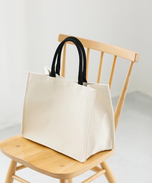 koe（コエ）の「ミニキャンバスブックトート＊（トートバッグ・レディース・グレー/アイボリー/ベージュ・FREE）」の2枚目の写真