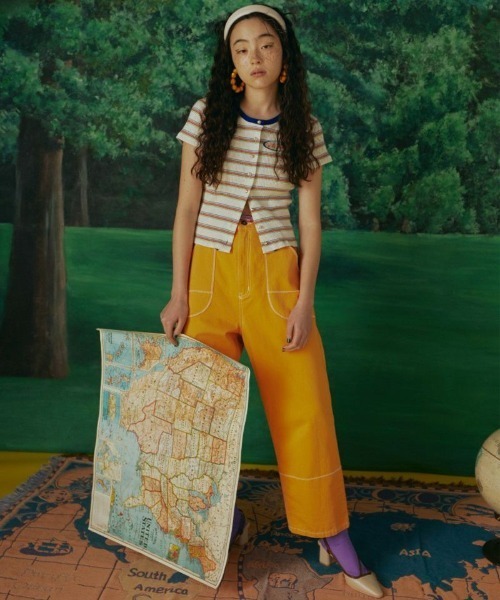 Candy Stripper（キャンディストリッパー）の「MULTI BORDER MINI カーディガン（カーディガン/ボレロ・レディース・アイボリー/パープル/ピンク・2）」の9枚目の写真