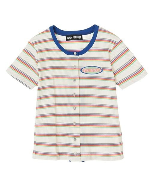 Candy Stripper（キャンディストリッパー）の「MULTI BORDER MINI カーディガン（カーディガン/ボレロ・レディース・アイボリー/パープル/ピンク・2）」の7枚目の写真