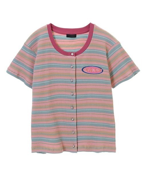 Candy Stripper（キャンディストリッパー）の「MULTI BORDER MINI カーディガン（カーディガン/ボレロ・レディース・アイボリー/パープル/ピンク・2）」の6枚目の写真