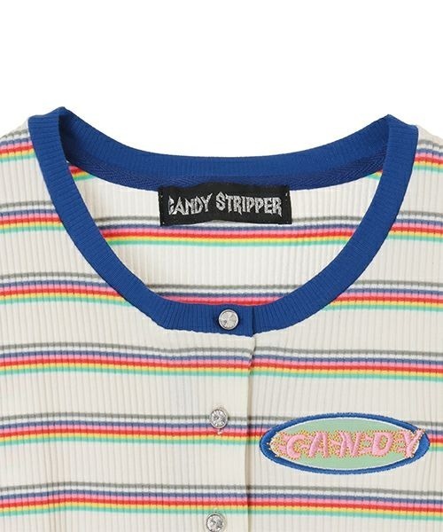 Candy Stripper（キャンディストリッパー）の「MULTI BORDER MINI カーディガン（カーディガン/ボレロ・レディース・アイボリー/パープル/ピンク・2）」の5枚目の写真